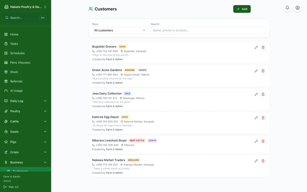 Add a customer in the Famu app