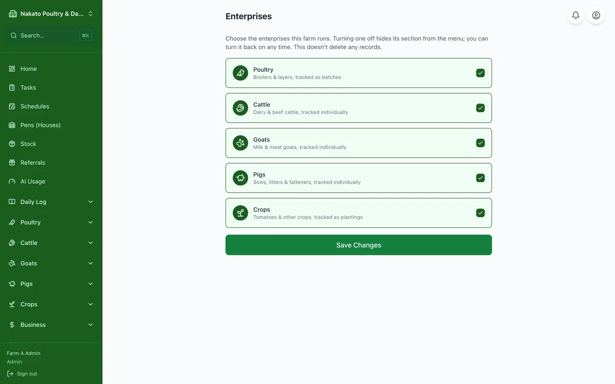 Choose what your farm keeps in the Famu app