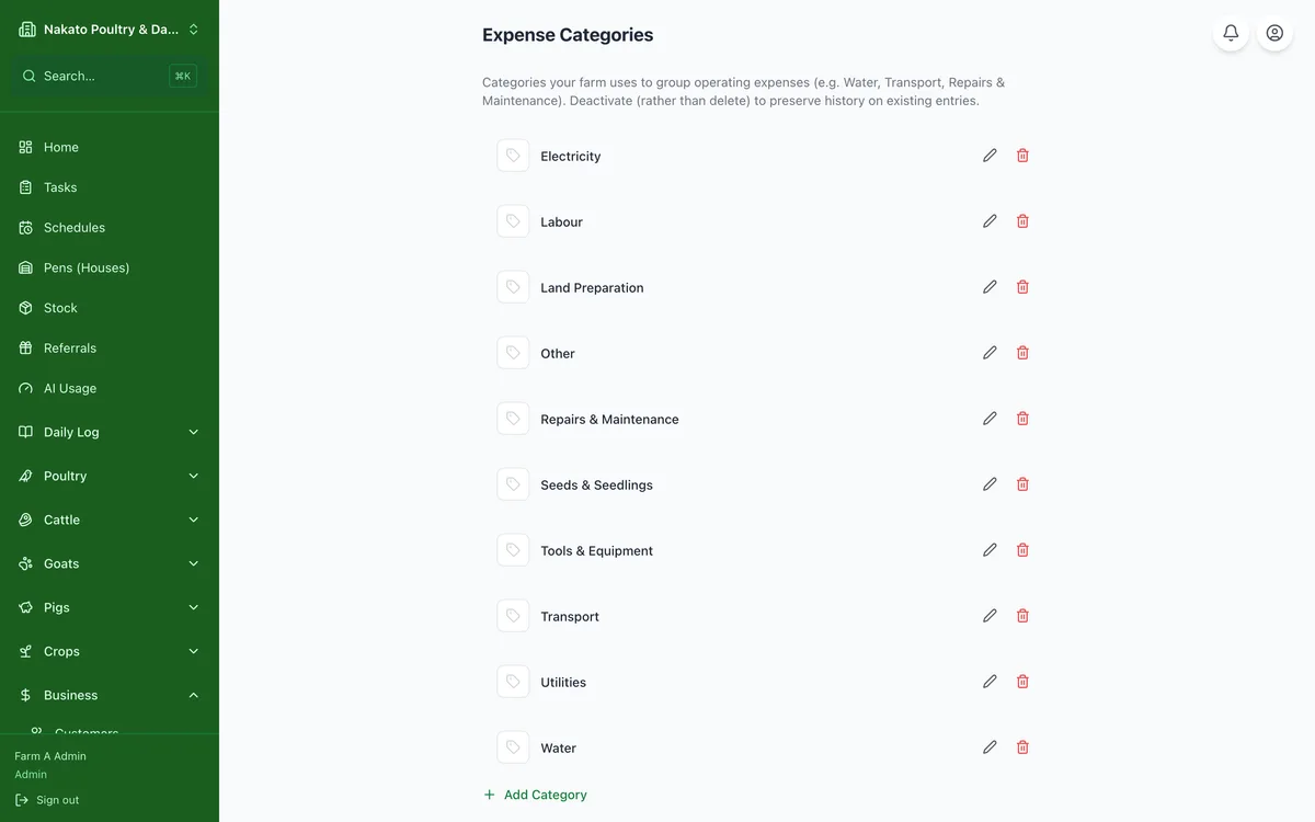Organise your expense categories in the Famu app