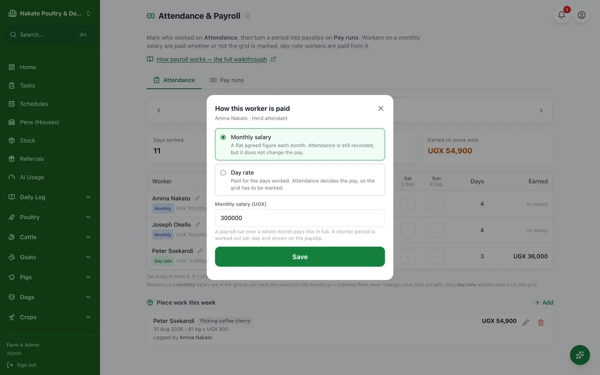Monthly salary or day rate? in the Famu app