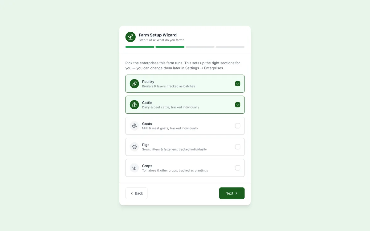 Set up your farm in the Famu app